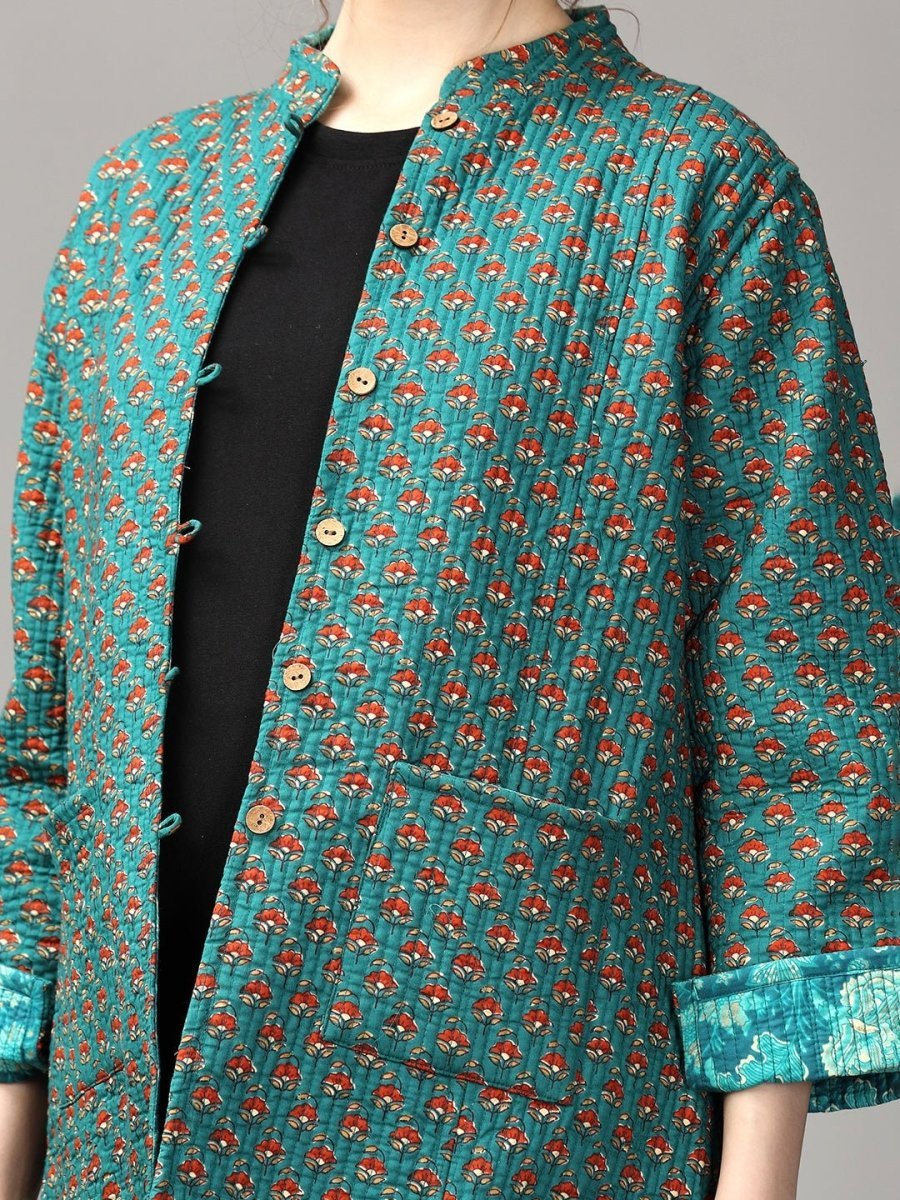 Shaded Spruce Quilted Reversible Maternity Jacket - MAT-JB-GQJ-S