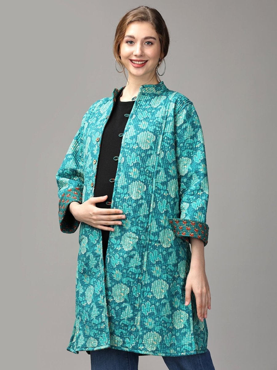 Shaded Spruce Quilted Reversible Maternity Jacket - MAT-JB-GQJ-S