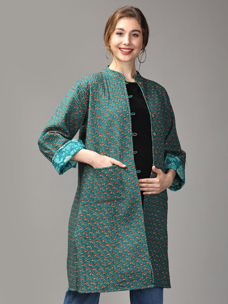 Shaded Spruce Quilted Reversible Maternity Jacket - MAT-JB-GQJ-S