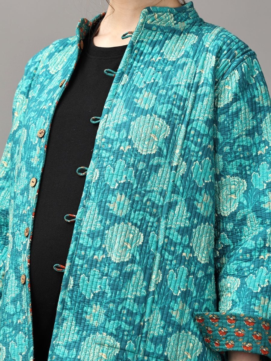 Shaded Spruce Quilted Reversible Maternity Jacket - MAT-JB-GQJ-S