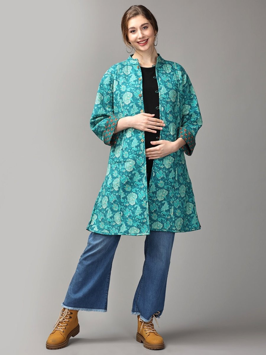 Shaded Spruce Quilted Reversible Maternity Jacket - MAT-JB-GQJ-S