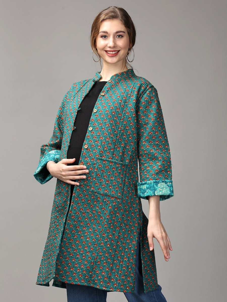 Shaded Spruce Quilted Reversible Maternity Jacket - MAT-JB-GQJ-S