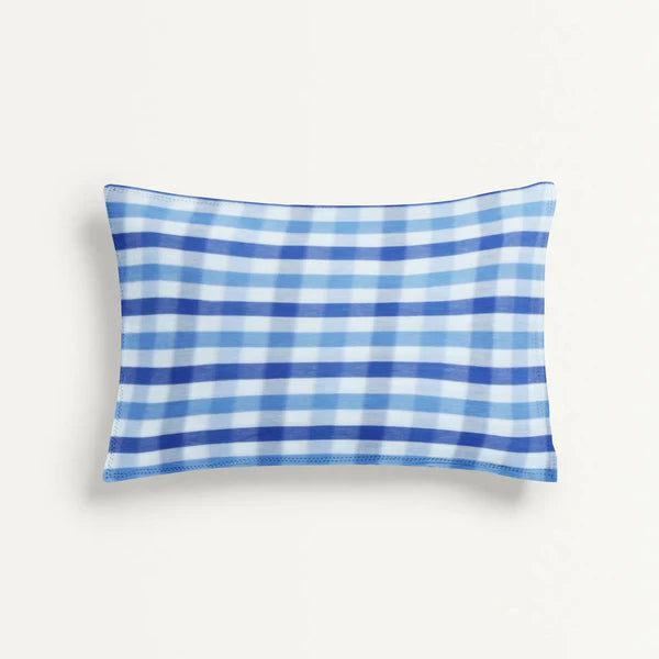 The Baby Atelier 100% Organic Baby Pillow Cover without fillers Shaded Blue Checks