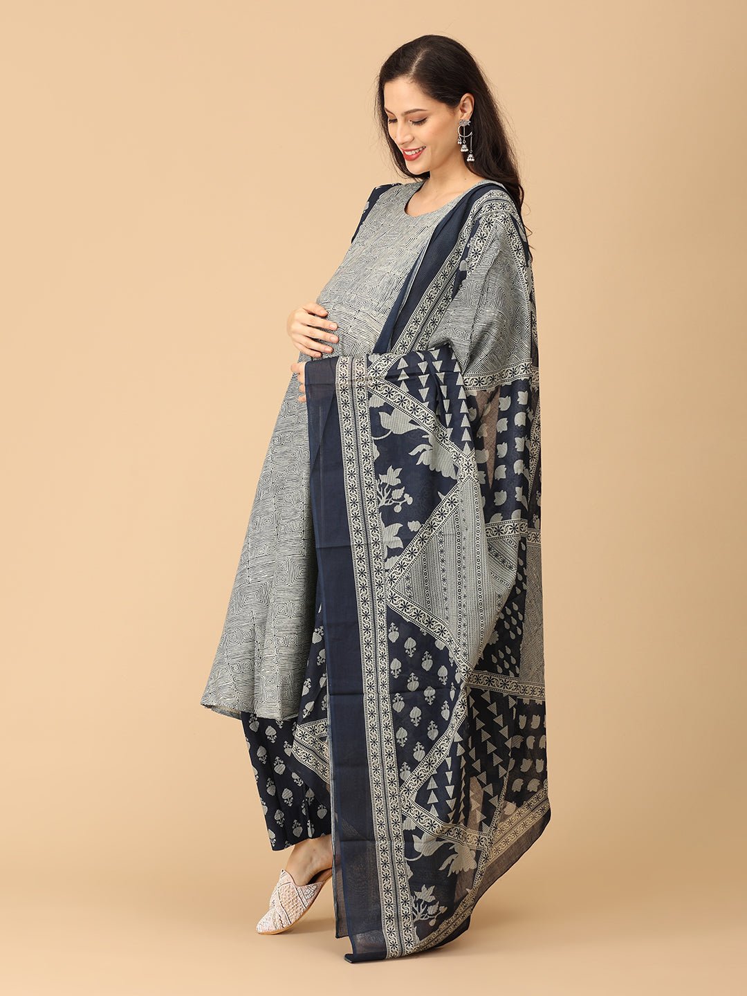 Shape Shifter Maternity and Nursing Kurta Set With Dupatta - MEW - SK - SHPS - S