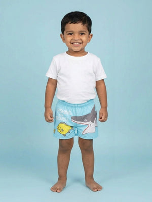 Shark Snap Boys Swim Shorts With Cap Set - 2 - 3 Years Kids Swimwear