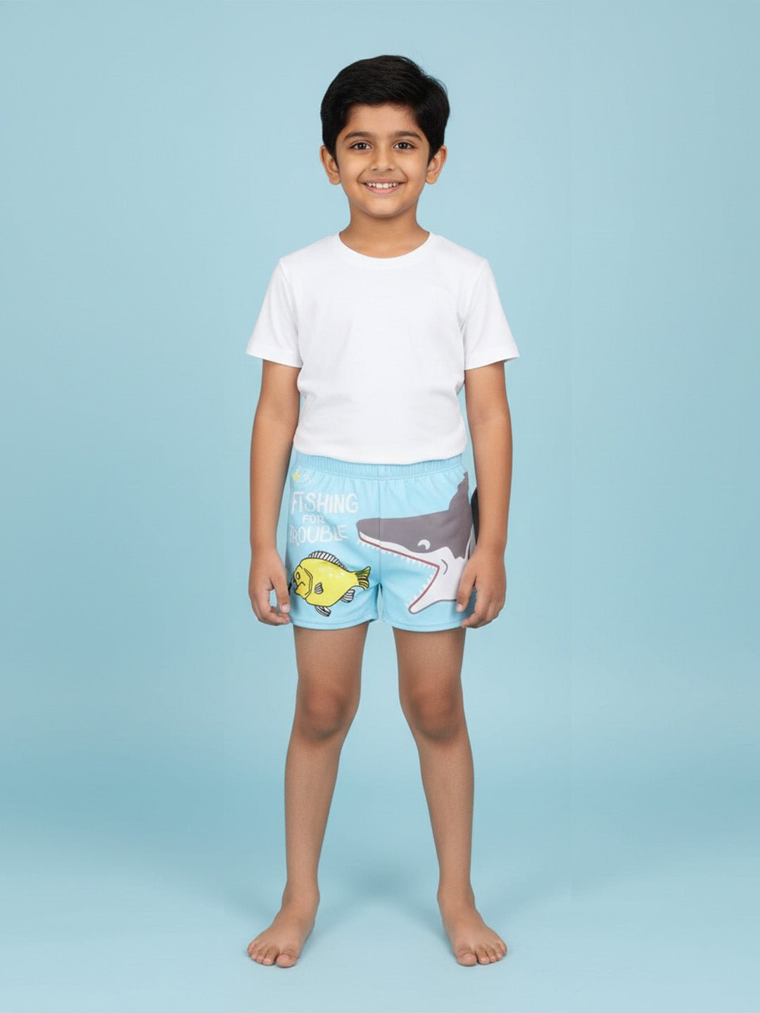 Shark Snap Boys Swim Shorts With Cap Set - 2 - 3 Years Kids Swimwear