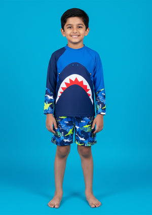 Shark Tales Boys Swimsuit - 1 - 2 Years Kids Swimwear
