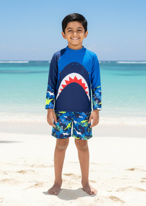 Shark Tales Boys Swimsuit - 1 - 2 Years Kids Swimwear