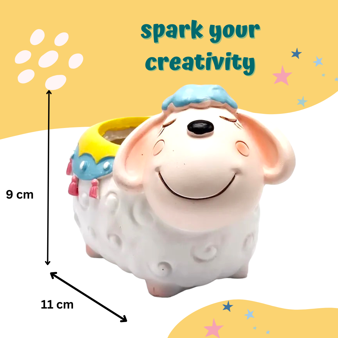 Craftopedia Paint Your Own Sheep Planter | DIY Art and Craft Kit