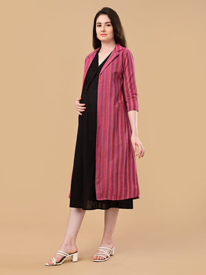 ShiftEase Maternity and Nursing Shacket Dress - Pink Maternity Casual Dress