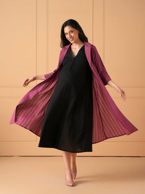 ShiftEase Maternity and Nursing Shacket Dress - Pink Maternity Casual Dress