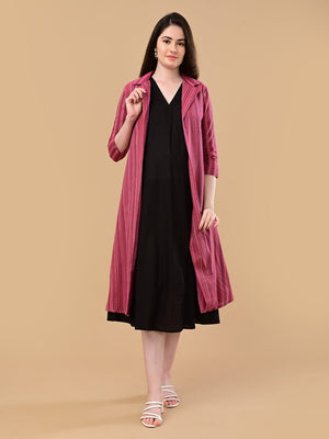 ShiftEase Maternity and Nursing Shacket Dress - Pink Maternity Casual Dress