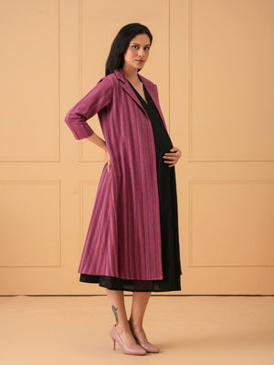 ShiftEase Maternity and Nursing Shacket Dress - Pink Maternity Casual Dress