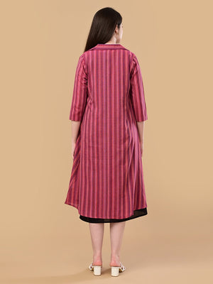 ShiftEase Maternity and Nursing Shacket Dress - Pink Maternity Casual Dress