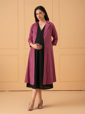 ShiftEase Maternity and Nursing Shacket Dress - Pink Maternity Casual Dress