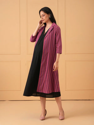 ShiftEase Maternity and Nursing Shacket Dress - Pink Maternity Casual Dress