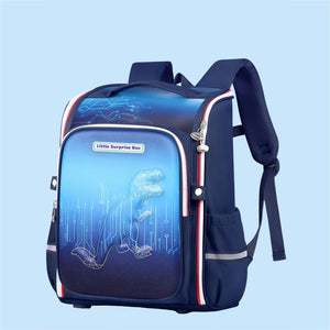 Shimmer Geometric Blue Dino School Backpack for Kids,6yrs - 10yrs - Back To School