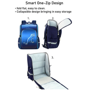 Shimmer Geometric Blue Dino School Backpack for Kids,6yrs - 10yrs - Back To School