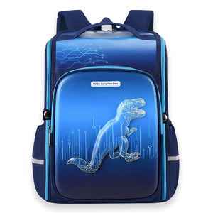 Shimmer Geometric Blue Dino School Backpack for Kids,6yrs - 10yrs - Back To School