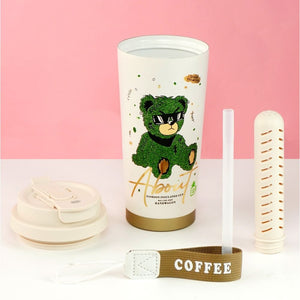 Shiny Green Ted Stainless Steel premium Insulated Detox Infuser Bottle with Tea and Fruit Infuser attachment, 520ml - Back To School