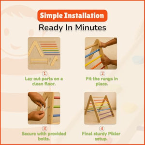 Shumee Wooden Rainbow Pikler Triangle+Slide and Climber - Puzzles & Games