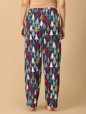 Back Side view Close up of trousers of model wearing Silent Night Maternity Pajama Set from the mom store