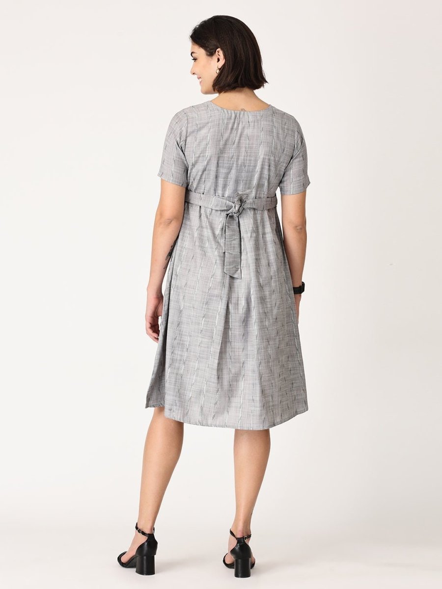 Silver Storm Shimmer Maternity Kurti Dress With Nursing - MEW-SLSTK-S