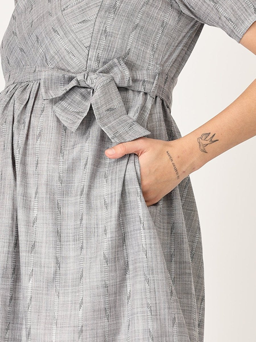 Silver Storm Shimmer Maternity Kurti Dress With Nursing - MEW-SLSTK-S