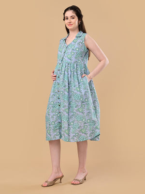 Simply Grey Maternity And Nursing Sleeveless Dress - S Maternity Casual Dress