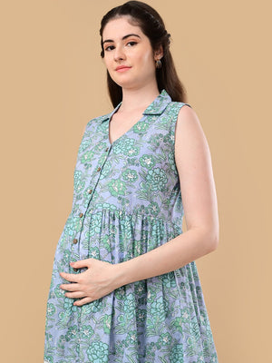 Simply Grey Maternity And Nursing Sleeveless Dress - S Maternity Casual Dress