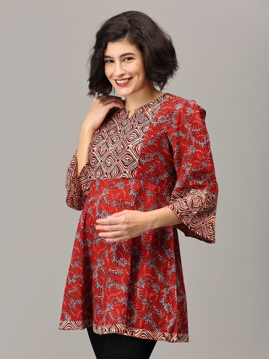 Sindhoora Maternity and Nursing Short Kurti - MEW-JB-MRMS-S