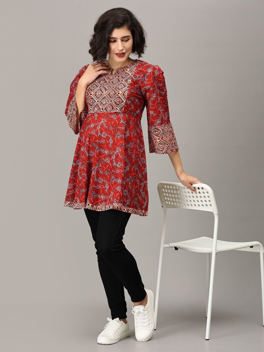 Sindhoora Maternity and Nursing Short Kurti - MEW-JB-MRMS-S