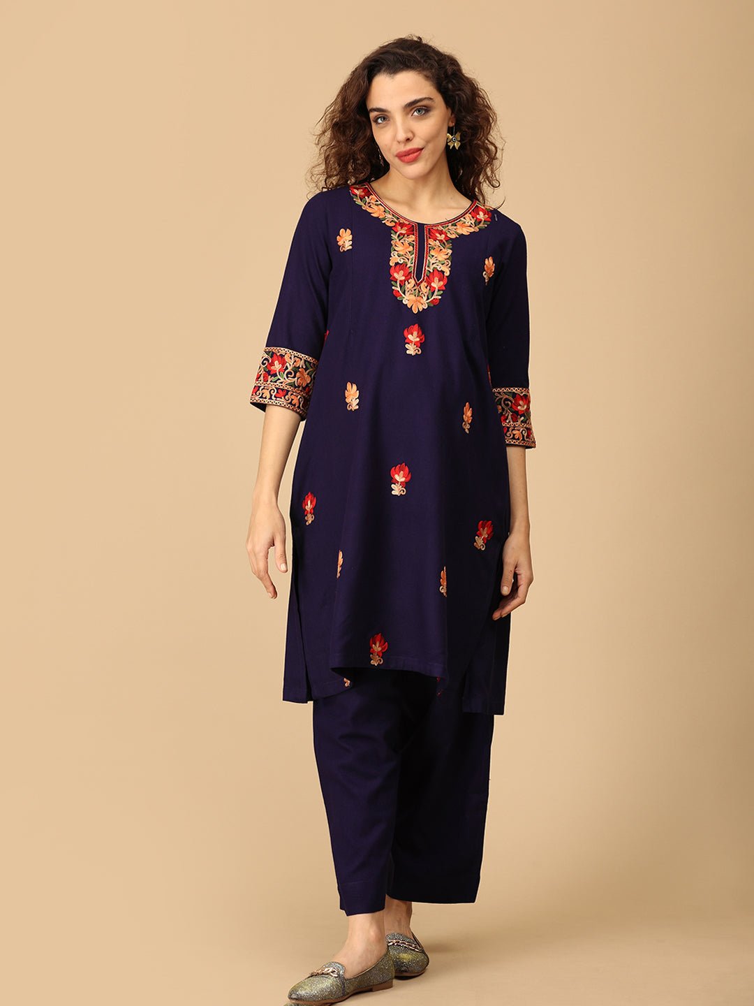 Sitara - e - Neel Cashmilon Maternity And Nursing Kurta Set With Dupatta - MEW - SK - STREN - S