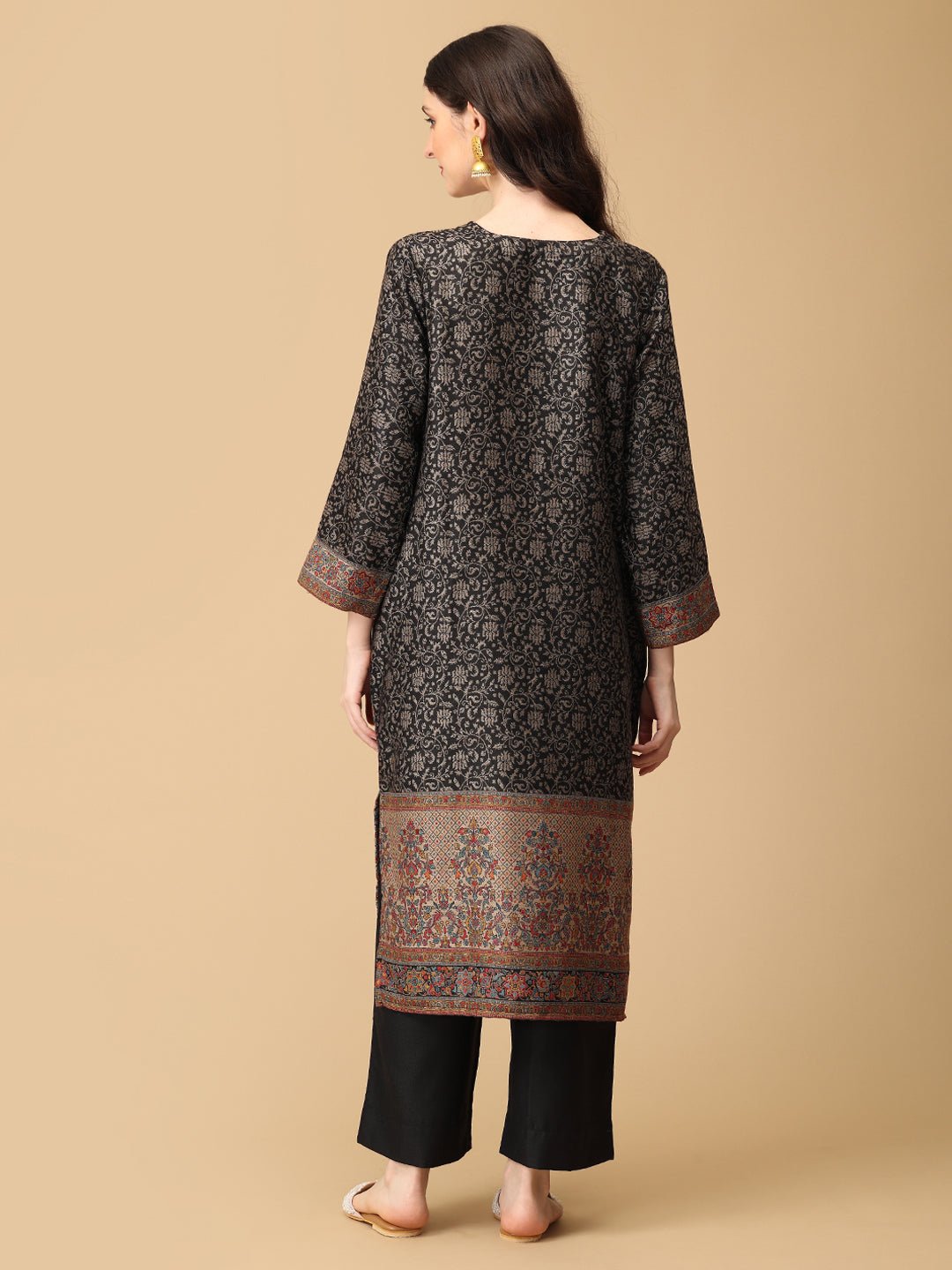 Siyah Khwab Womens Cashmilon Kurta Set with Shawl - WES - SK - SIYKH - S