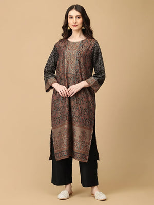 Siyah Khwab Womens Cashmilon Kurta Set with Shawl - S Womens Ethnic Set