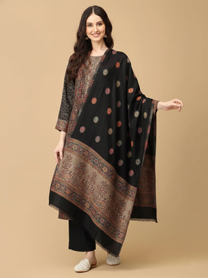 Siyah Khwab Womens Cashmilon Kurta Set with Shawl - S Womens Ethnic Set