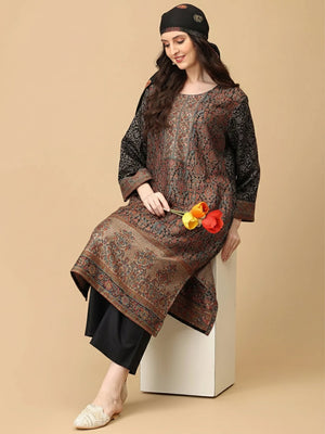 Siyah Khwab Womens Cashmilon Kurta Set with Shawl - S Womens Ethnic Set