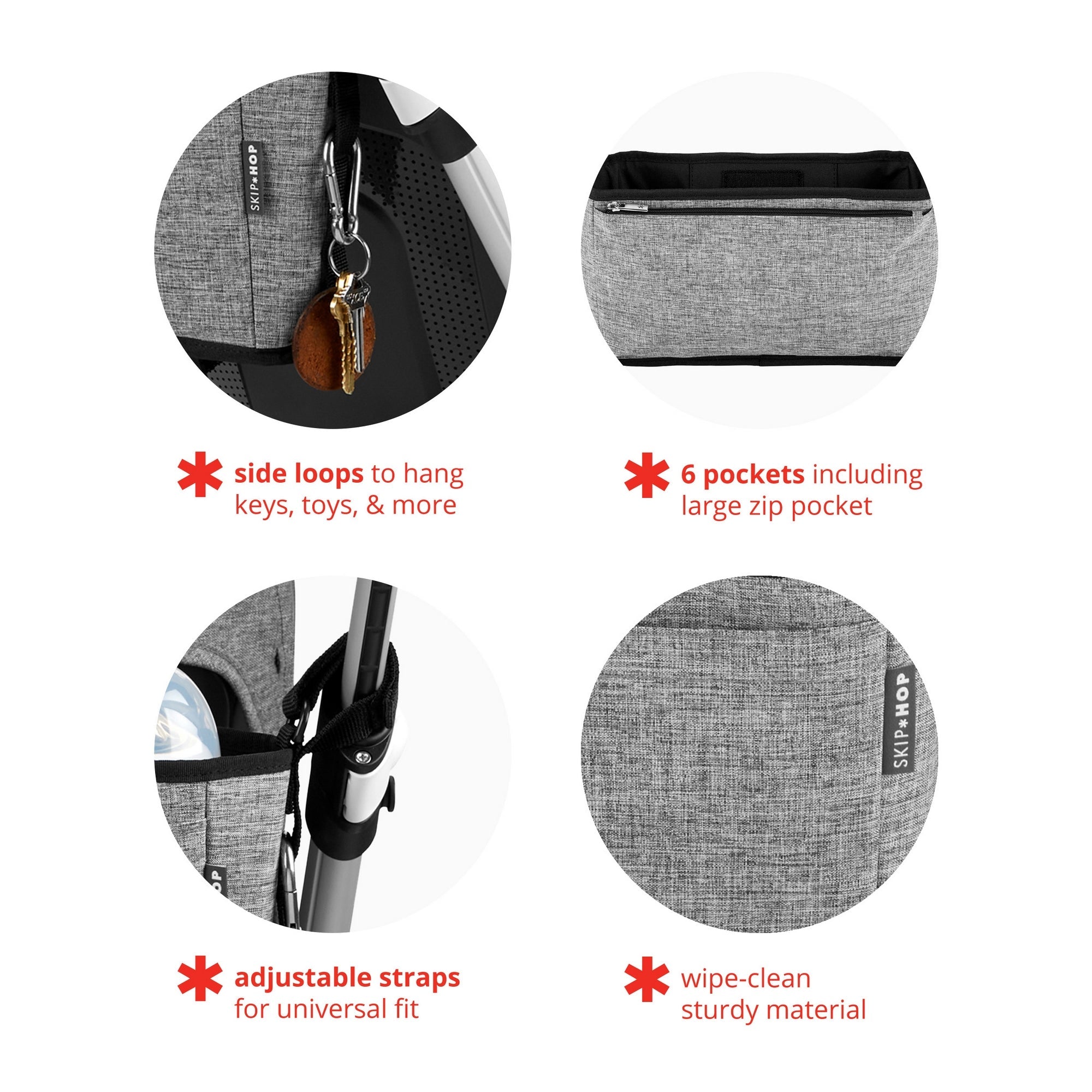Skip Hop G - G Ultra Stroller Organizer Black - Grey Stripes Birth+ to 24M - 9R161810