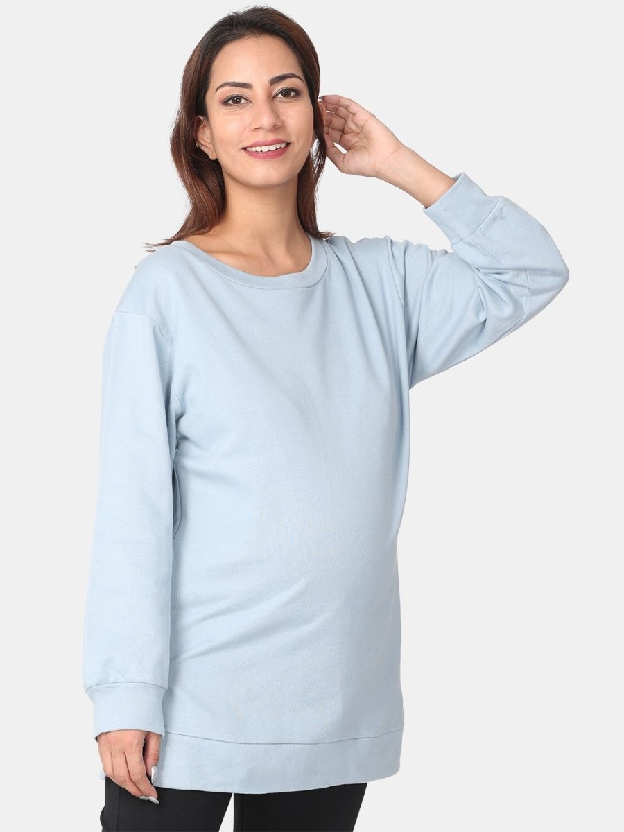 Sky Blue Maternity and Nursing Sweatshirt - MNSWT-SKYBL-S
