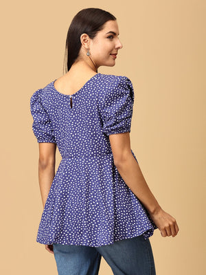 Sky Dot Puff Sleeve Maternity and Nursing Top - MAT - SD - SKDP - S