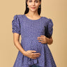 Sky Dot Puff Sleeve Maternity and Nursing Top - MAT - SD - SKDP - S