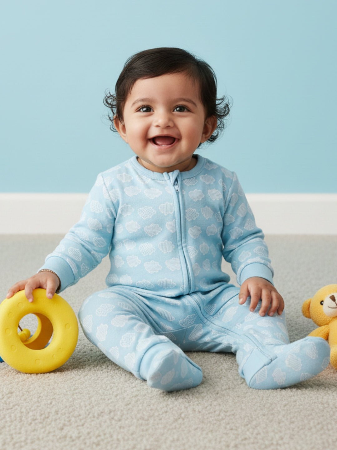 Sky Drift Infant Zipper Romper - Preemie Baby Romper