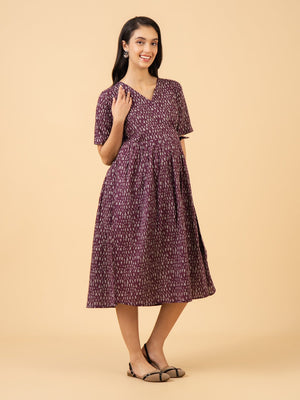 Sleek Cabernet Maternity and Nursing Dress - S Maternity Casual Dress