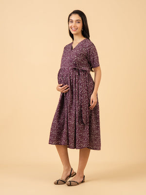 Sleek Cabernet Maternity and Nursing Dress - S Maternity Casual Dress