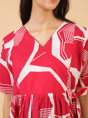 Sleek Fuchsia Maternity and Nursing Dress - S Maternity Casual Dress