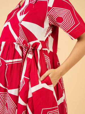 Sleek Fuchsia Maternity and Nursing Dress - S Maternity Casual Dress