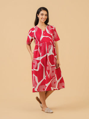 Sleek Fuchsia Maternity and Nursing Dress - S Maternity Casual Dress