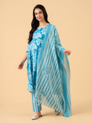 Sleek Ink Maternity and Nursing Kurta Set With Dupatta - S Maternity Ethnic Set