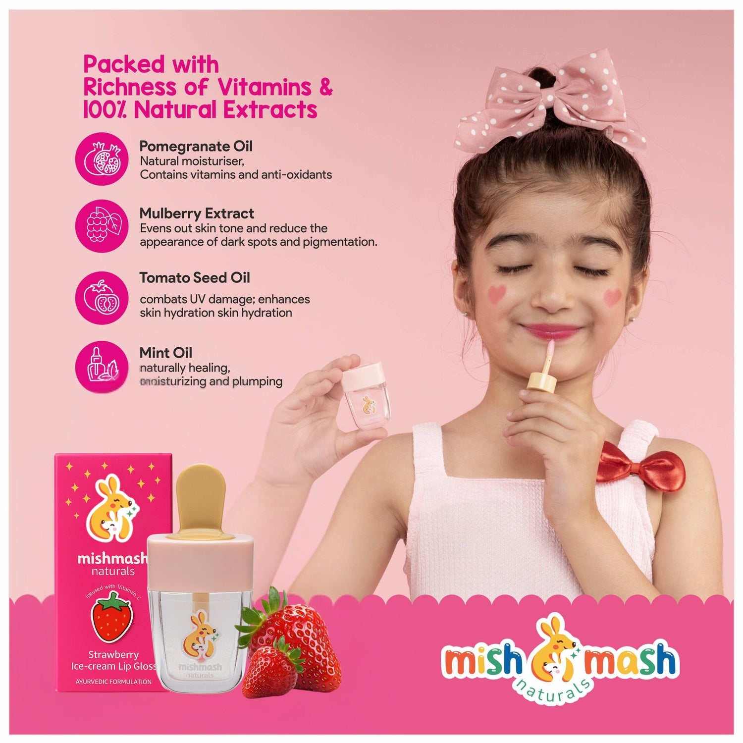 Mishmash Naturals Magic Sparkle Strawberry Lip Gloss