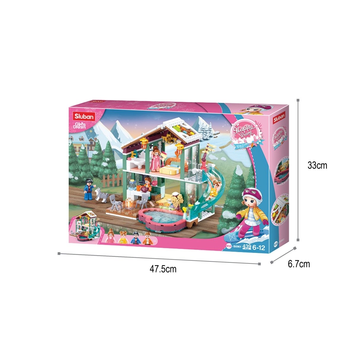 Sluban Happy Diary (Winter Travel In Snow)- Resort Building Blocks Kit For Girls - M38-B0961